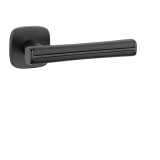 Ajtóvasalatok MP AS - DAVIDIA - QR 7S (BS - Matt fekete / fekete bőr) - MP OLV (polírozott és lakkozott sárgaréz)