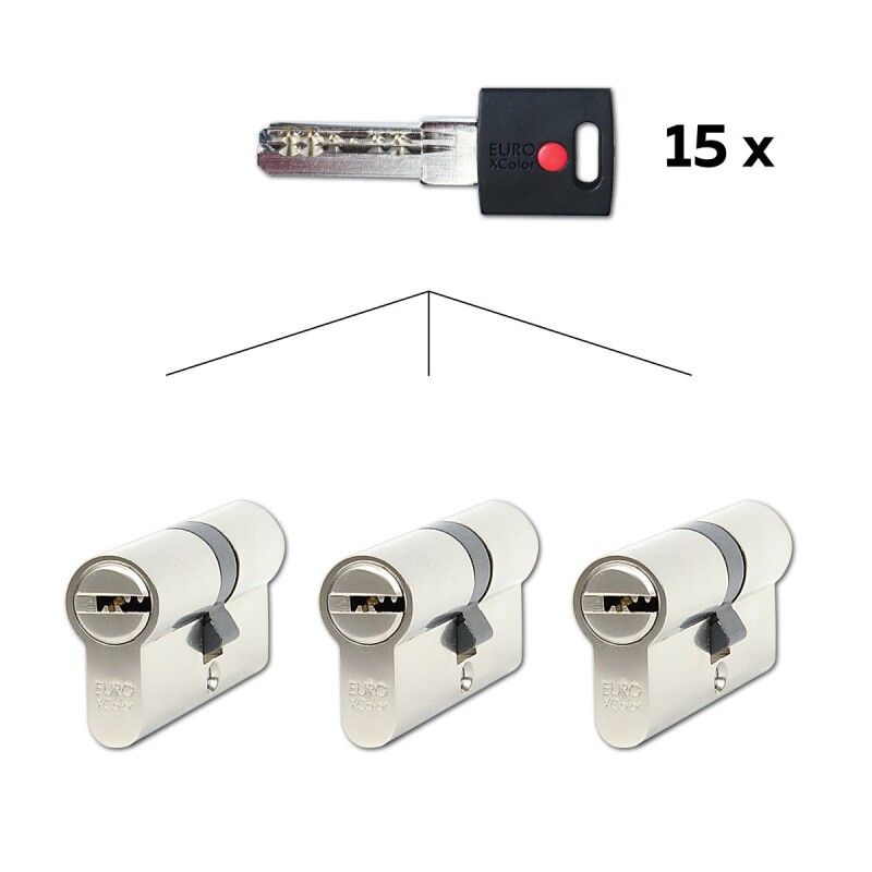 3 db EURO XColor 6 bites építőhengerbetét készlet közös zárhoz - &quot;SU&quot; - EC.30/35.NI.SET3.CRV