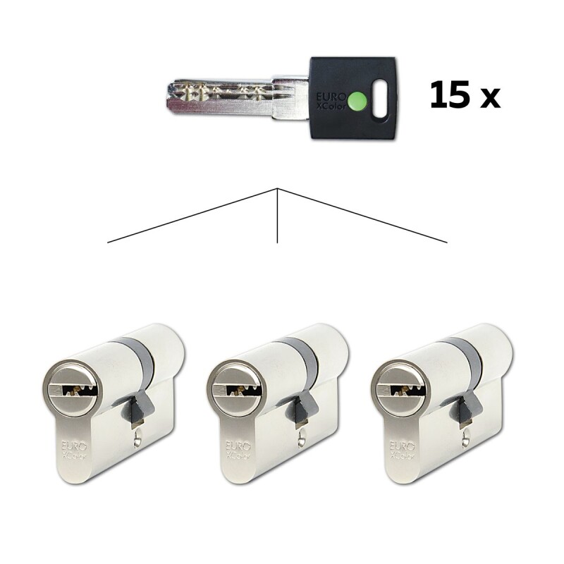 3 db EURO XColor 6 pontos építési hengerbetét készlet közös zárhoz - &quot;SU&quot; - EC.30/35.NI.SET3.ZEL