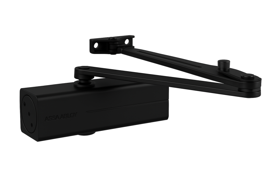 ASSA ABLOY DC200 önzáró ajtó 190 fokos karral (fekete) - zár nélkül