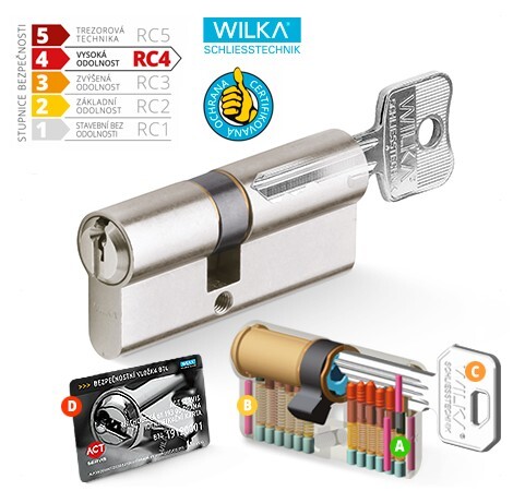 Hengeres biztonsági ACT WILKA RC4, védett profil (nikkel)