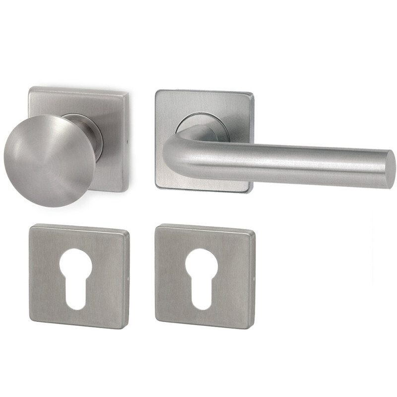 HOLAR MT 01 ajtóvasalat gömbbel és négyzet alakú rozettával (rozsdamentes acél)