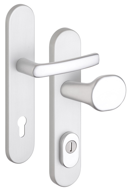 KIÁRUSÍTÁS ROSTEX EL1 biztonsági alumínium vasalat (F1 - natúr eloxált) - kilincs/kilincs