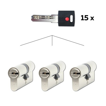 3 db EURO XColor 6 bites építőhengerbetét készlet közös zárhoz - &quot;SU&quot; - EC.30/35.NI.SET3.CRV