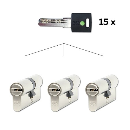 3 db EURO XColor 6 pontos építési hengerbetét készlet közös zárhoz - &quot;SU&quot; - EC.30/35.NI.SET3.ZEL
