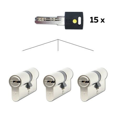 3 db EURO XColor 6 pontos építőipari hengerbetét készlet közös záráshoz - EC.30/35.NI.SET3.ZLU
