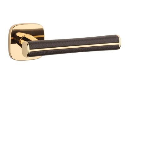 Ajtóvasalatok MP AS - DAVIDIA - QR 7S (OLV - Polírozott lakkozott sárgaréz / barna bőr)