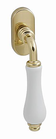 Euro ablakkilincs MP - DK - DALIA - R 600 (OLV / BP - Sárgaréz polírozott fényes lakk / fehér porcelán)