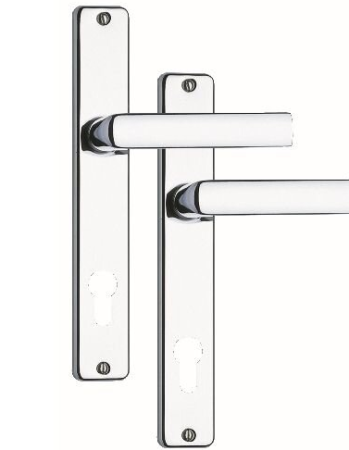 KIÁRUSÍTÁS Ajtó vasalat ROSTEX 804 KLASIK (fényes KRÓM - ROZSDAMENTES ACÉL) - osztás 90 mm, PZ