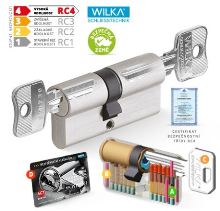 Kétoldalas hengeres biztonsági zárbetét WILKA RC4