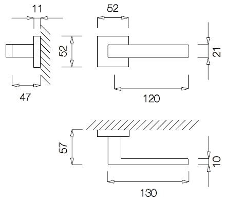 MP Square-HR 2275Q ajtóvasalat (OCS - szálcsiszolt króm)
