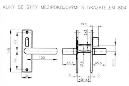 Interroom ajtó vasalat ROSTEX 804 U (POLROZOTT KRÓM - ROZSDAMENTES ACÉL)