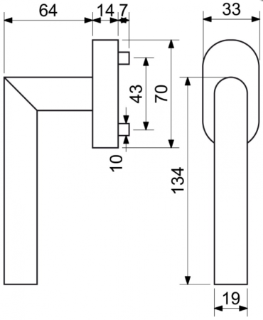 Ablakfogantyú RICHTER RKW L-FORM (BLACK MAT)