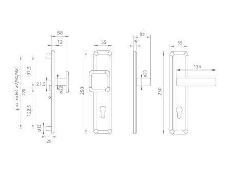 Ajtószerelvények MP MI - QB SECUR / SUN 1 (ONS - fényes csiszolt nikkel)