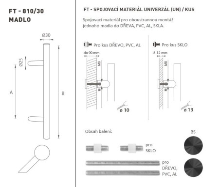 AJTÓKINCS MP kód K10 Ø 30 mm UN - db (BS - Matt fekete)