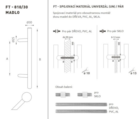 AJTÓKINCS MP kód K10 Ø 30 mm UN - pár (BS - Matt fekete)