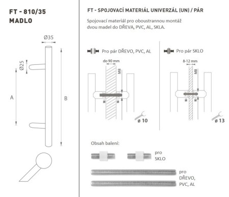 AJTÓKINCS MP kód K10 Ø 35 mm UN - pár (BS - Matt fekete)