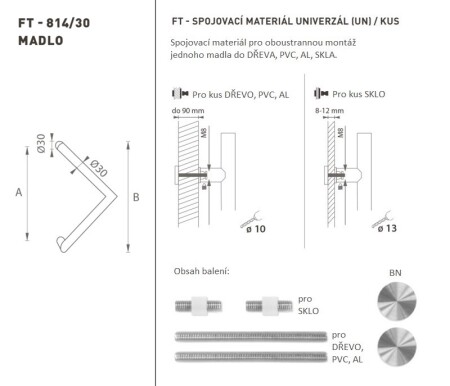 AJTÓKINCS MP kód K14 Ø 30 mm UN - db (BN - Szálcsiszolt rozsdamentes acél)