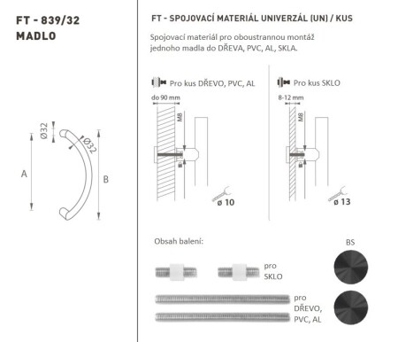 AJTÓKINCS MP kód K39 Ø 32 mm UN - db (BS - Matt fekete)