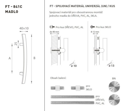 AJTÓKINCS MP kód K41C 40x10 mm UN - db (BN - Szálcsiszolt rozsdamentes acél)