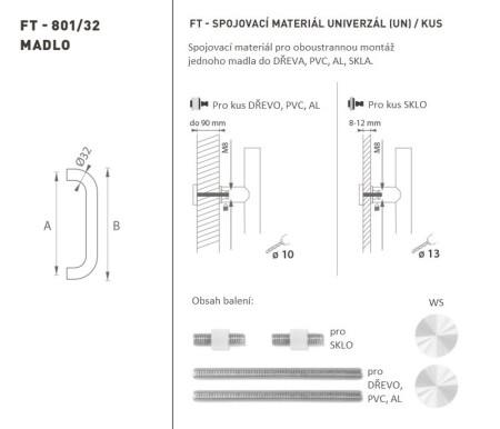 AJTÓKINCS MP kód K01 Ø 32 mm UN - távolság 350 mm (WS - Fehér matt)