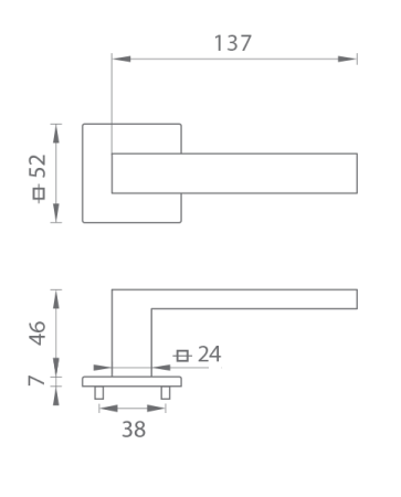 MP TI - SQUARE ajtó vasalat - HR 4275Q 7S (OCS - szálcsiszolt króm)