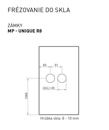 Üvegzár fogantyúval MP FAVORIT UNIQUE R8 - elülső furat nélkül (BS - Matt fekete)
