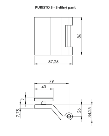 MP GK üvegzár - PURISTO S MINIMÁLIS MODERN fogantyúval - WC S2L (zsanérokkal együtt) - Kasmír szürke