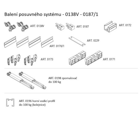 CSÚSZTÓ RENDSZER MP SOROZAT 100 SILENT GLASS S 100 KG SP