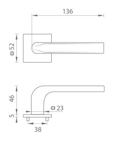 Ajtóvasalat MP TI - IDEAL - HR 4162Q 5S (OC - ​​Króm fényes)