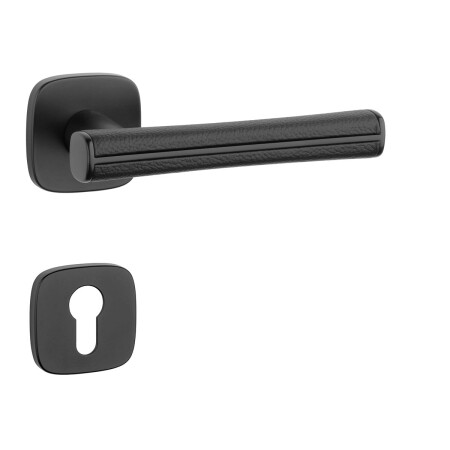 Ajtóvasalatok MP AS - DAVIDIA - QR 7S (BS - Matt fekete / fekete bőr)