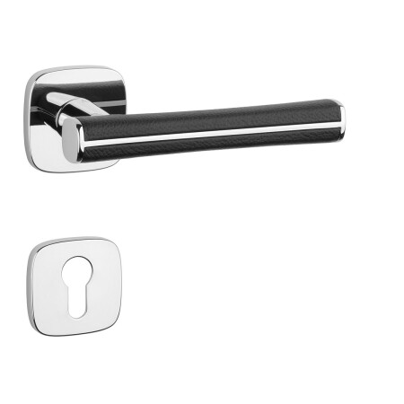 Ajtóvasalat MP AS - DAVIDIA - QR 7S (OC - ​​Fényes króm / fekete bőr)