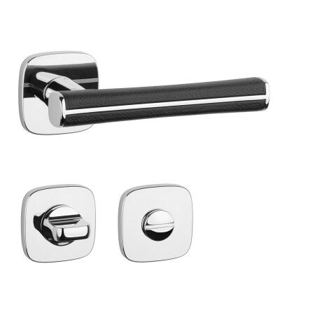 Ajtóvasalat MP AS - DAVIDIA - QR 7S (OC - ​​Fényes króm / fekete bőr)