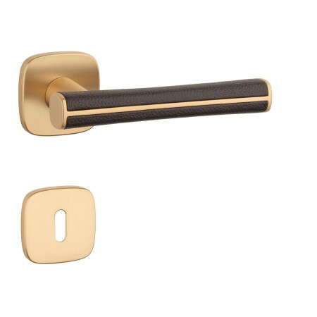 Ajtóvasalatok MP AS - DAVIDIA - QR 7S (OLS - Szálcsiszolt sárgaréz / barna bőr)