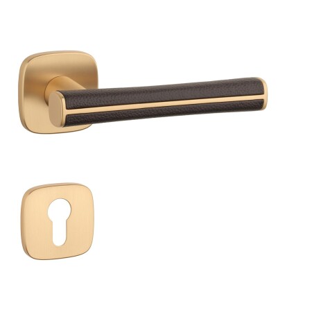 Ajtóvasalatok MP AS - DAVIDIA - QR 7S (OLS - Szálcsiszolt sárgaréz / barna bőr)