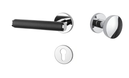 Ajtóvasalatok MP AS - EGERIA - R 7S (OC - ​​Fényes króm / fekete bőr)