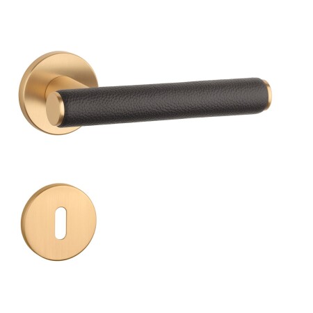 Ajtóvasalatok MP AS - EGERIA - R 7S (OLS - Szálcsiszolt sárgaréz / barna bőr)