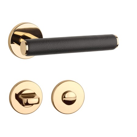 Ajtóvasalatok MP AS - EGERIA - R 7S (OLV - Polírozott lakkozott sárgaréz / barna bőr)