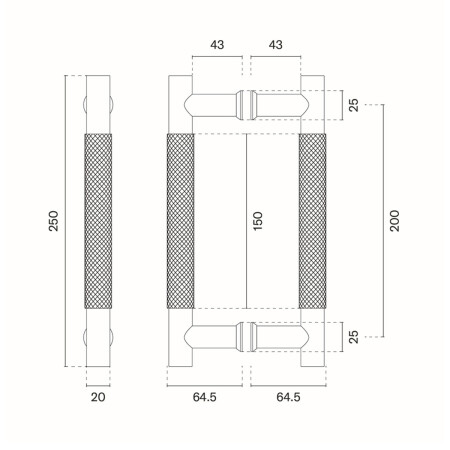MP SH 1770 kilincspár (CUM PVD - matt réz PVD) - Hossz: 250 mm200 mmØ 20 mm