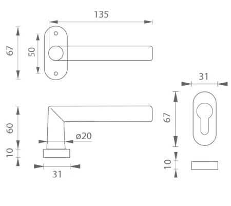 Ajtószerelvények MP Favorit - UOR (MATTE FEKETE)