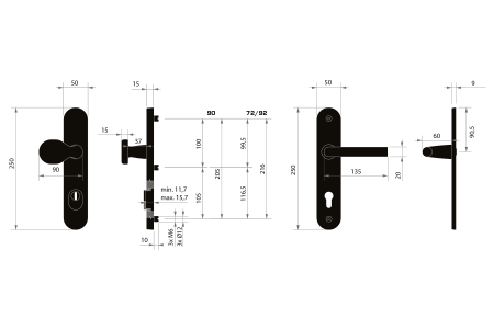 MP MPK biztonsági szerelvények - SECURO A01 PLUS - SO M1 FAVORIT (F9 - Eloxált rozsdamentes acél) - fedéllel