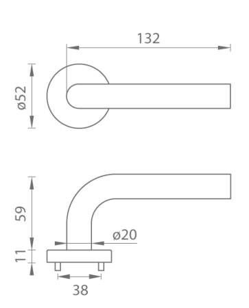Ajtóvasalat MP TI - MONA - R AP 2001 (BN - Szálcsiszolt rozsdamentes acél)