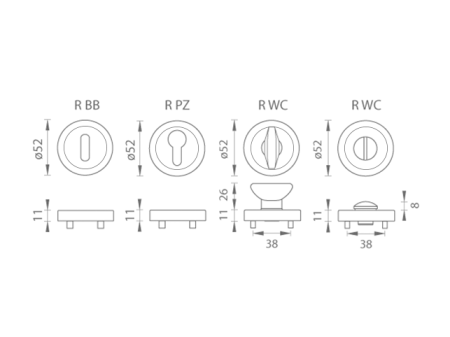 Ajtórozetta MP TI - R osztott (OC - Króm fényes (03)