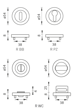 Ajtórozetta MP SH - R PRO 8 MM (CUM PVD - Matt réz PVD)