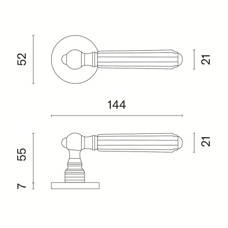 Ajtóvasalat MP AS - TIARELLA - R 7S (OLV - Polírozott lakkozott sárgaréz)