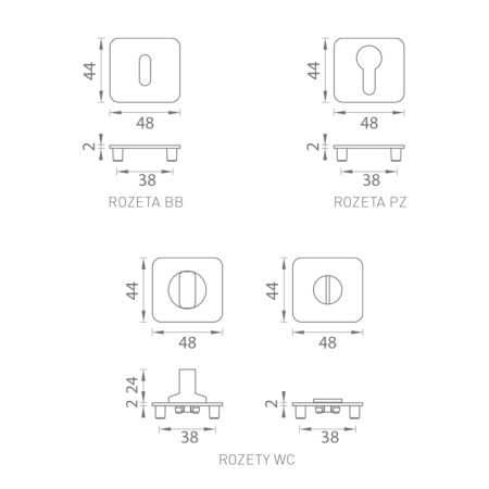 Ajtórozetta MP GK - ONE - HR kilincshez (kasmír szürke)
