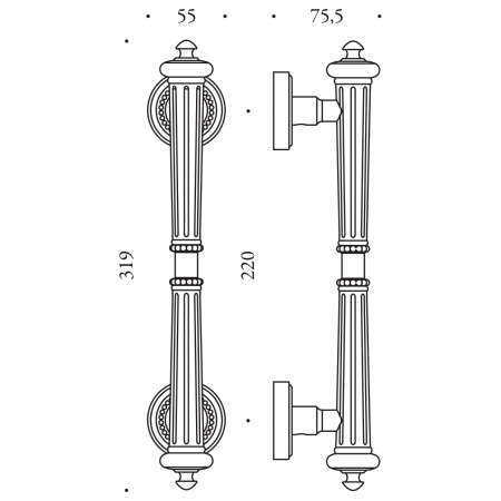 MP CB kilincs - BYBLOS kilincs - 319/220 (BSV - fényes bronz)