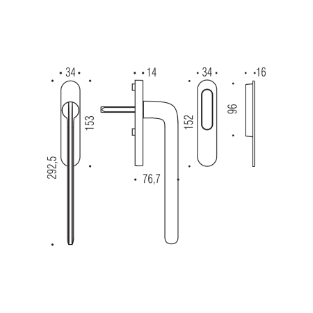 Tolóajtós kilincs MP CB - HS PORTAL ID313 - kilincs/héj (matt arany)