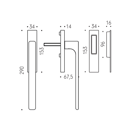 Tolóajtós kilincs MP CB - HS PORTAL MOOD DUE - kilincs/kagyló (Matt barna)