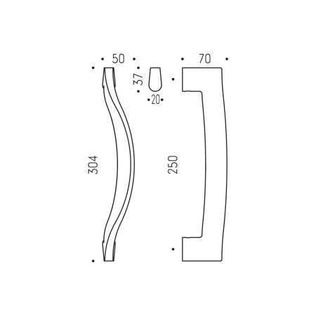 MP SQUARE ajtókilincs - 304/250 (matt réz PVD)